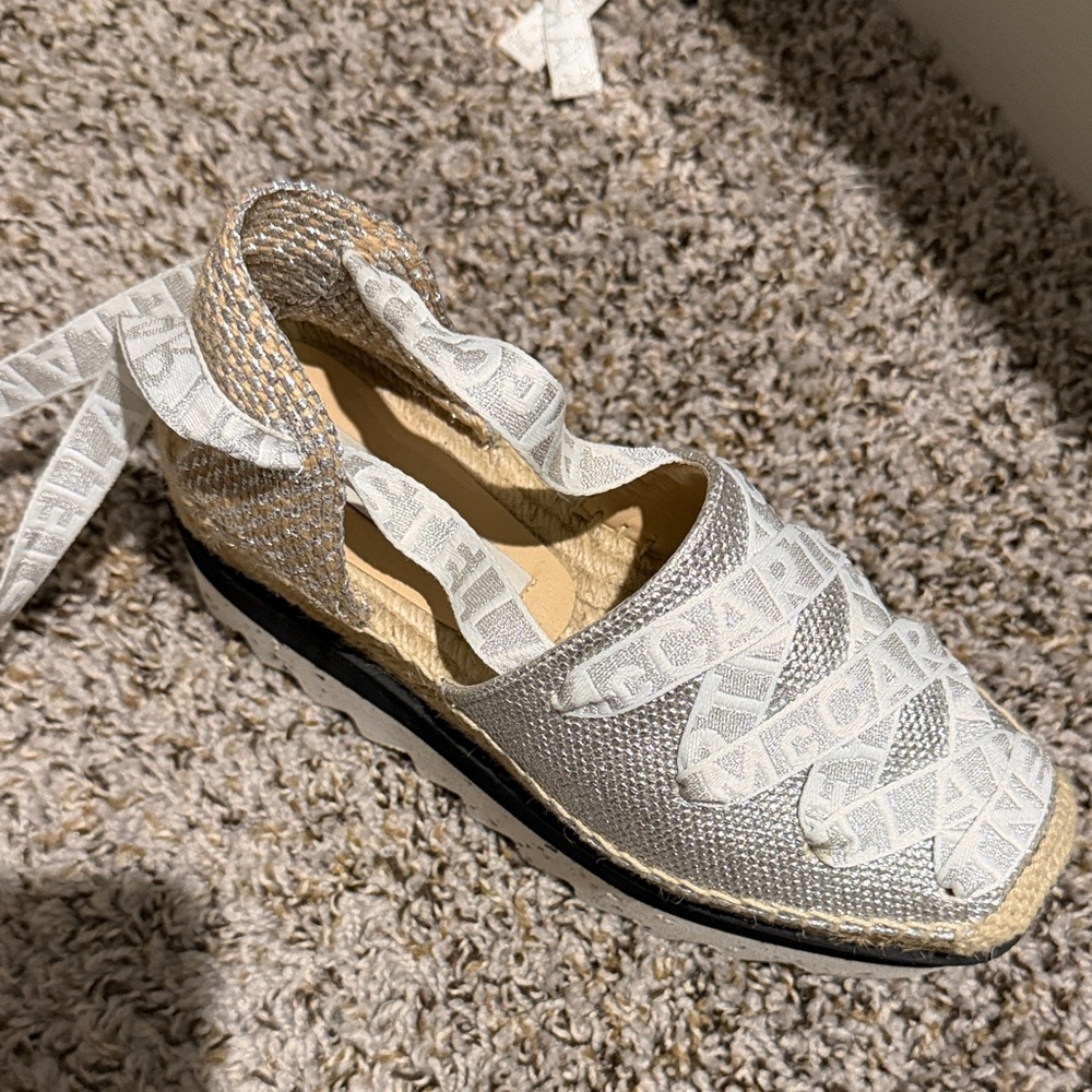 Stella McCartney Silver Espadrilles with White Accents